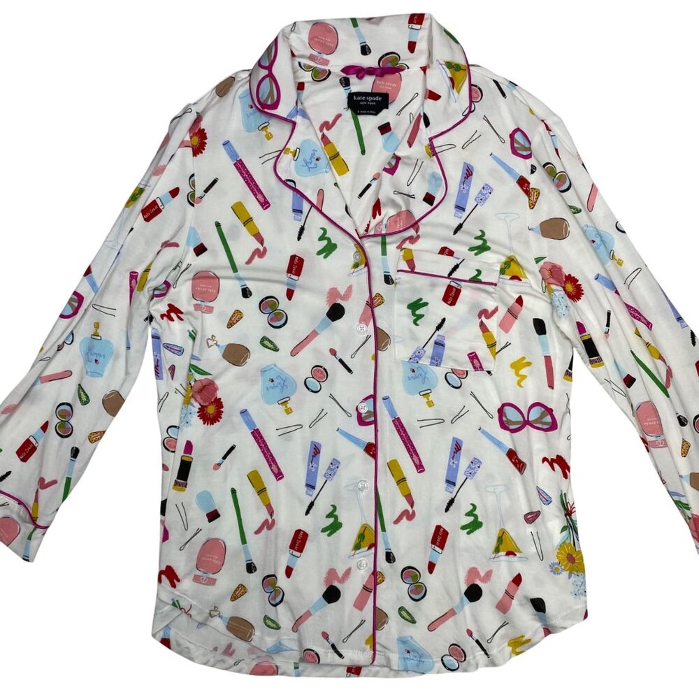 New Kate Spade Make Up Button up Soft Pajama Top Only Women's Size Small